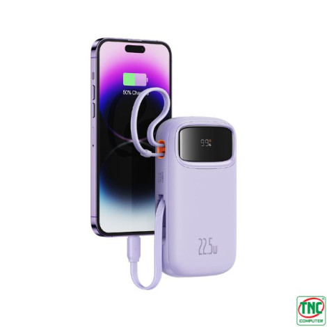 Sạc dự phòng Baseus Qpow2 2-Cable 20000mAh 22.5W Purple (P10055002513-00)