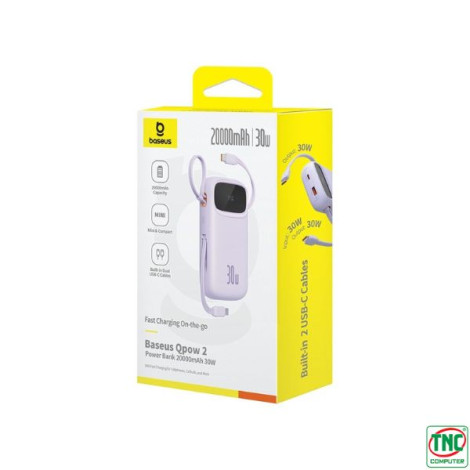 Sạc dự phòng Baseus Qpow2 Dual-Cable 20000mAh 30W Purple (P10055009513-00)