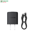 Củ sạc, cáp sạc Type-C Baseus Palm 1C 20W, cáp sạc USB-C to USB-C 60W (20V/3A) 1m Cluster Black P10111603113-01