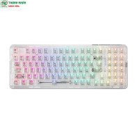 Bàn phím Gaming cơ không dây Machenike K500F-B94W Tri-Mode RGB White GR Transparent Crystal Switch