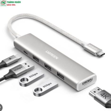 Bộ chuyển đổi đa năng USB Type-C to HDMI + 3 x USB 3.0 + USB-C PD 100W Ugreen 35580