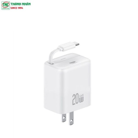 Củ sạc nhanh kèm cáp sạc dây rút USAMS 20W Type-C GaN màu Trắng CC235TC02