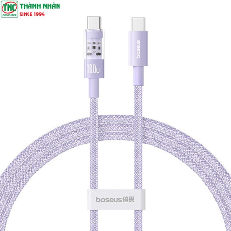 Cáp sạc nhanh Baseus Gem USB-C sang USB-C 1m PD 100W P10373000511-00 Nebula Purple