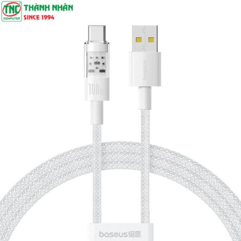 Cáp sạc nhanh Baseus Gem USB-C 100W dài 1m P10373002211-00 Moon White