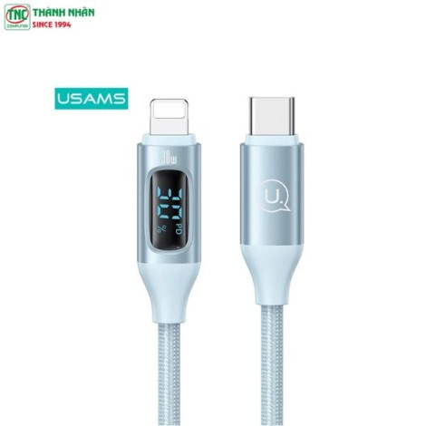 Cáp sạc nhanh USAMS Type-C To Lightning 30W dài 1.2m màu Xanh Dương SJ687USB02