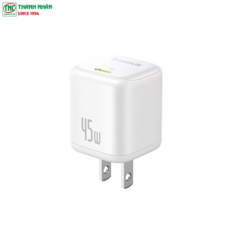 Cốc sạc nhanh 1 cổng Type C OS-Baseus PicoGo GaN 1C 45W US Moon White LVJ068-TC-UW