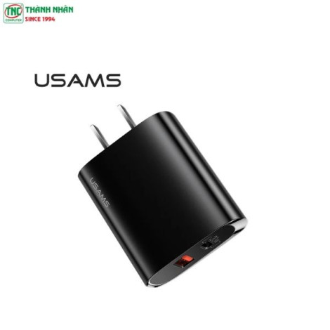 Củ sạc 2 cổng USB-A, Type-C USAMS T35 20W màu Đen CC120TC02