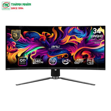 Màn hình LCD MSI MPG 341CQPX QD-OLED (34 inch/ 3440 x 1440/ 250 cd/m2/ 0.03ms/ 240Hz/ Curved)