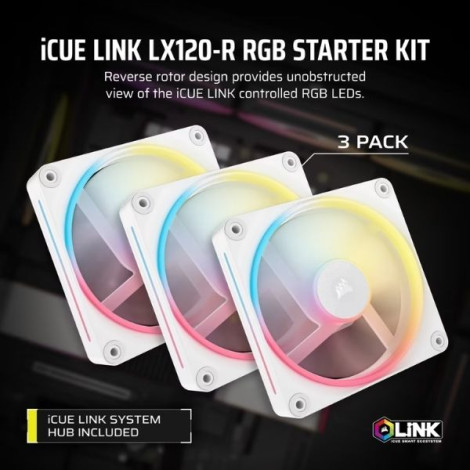 Bộ 3 Fan Case Corsair iCUE LINK LX120-R RGB White CO-9051054-WW 