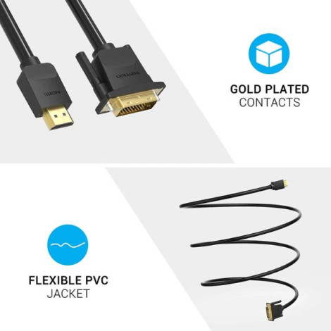 Cáp chuyển đổi HDMI to DVI VENTION dài 1m 1080p@60Hz ABF-BF