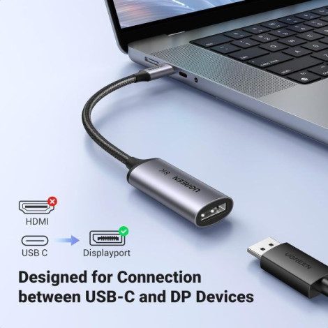 Cáp chuyển đổi USB-C to Displayport 1.4 hỗ trợ 8K60Hz 4K240Hz 2K240Hz HDR Ugreen 15575 MM130