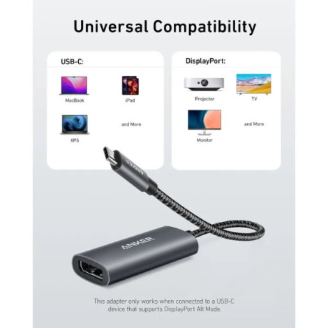 Cáp chuyển đổi USB-C to DisplayPort Anker 8K60Hz A8318HA1