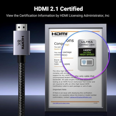 Cáp HDMI 2.1 dài 2m tốc độ 48Gbps 8K@60Hz Ugreen 25910