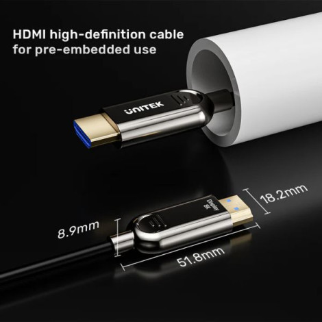 Cáp HDMI 2.1 sợi quang dài 100m 8K@60Hz Unitek C11085GY01-100M