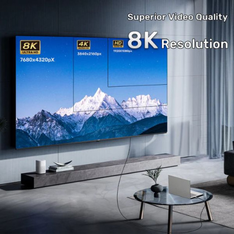 Cáp HDMI 2.1 sợi quang dài 15m 8K@60Hz Unitek C11085GY01-15M