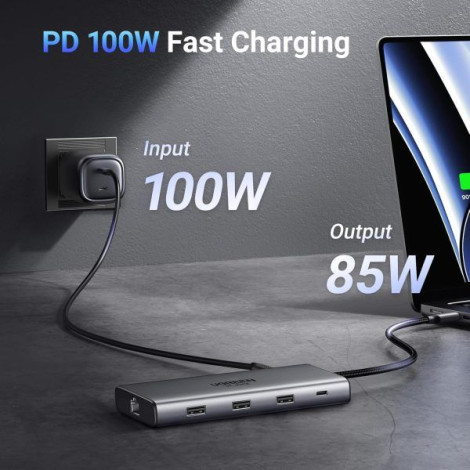 Hub đa năng USB-C Revodok Pro 210 10 trong 1 hỗ trợ độ phân giải 8K30hz và 4K60Hz Ugreen 15534