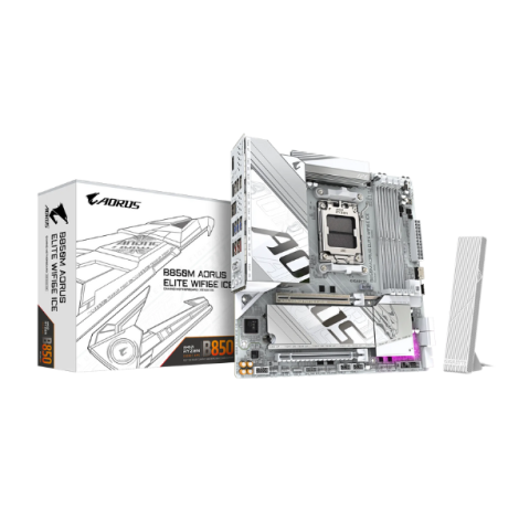 Mainboard Gigabyte B850M AORUS ELITE WIFI6E ICE (4 x DDR5/ 256 GB/ AM5/ Micro ATX)