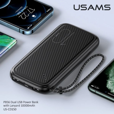 Sạc dự phòng USAMS CD150 PB56 10W 10000mAh Black (10KCD15001)