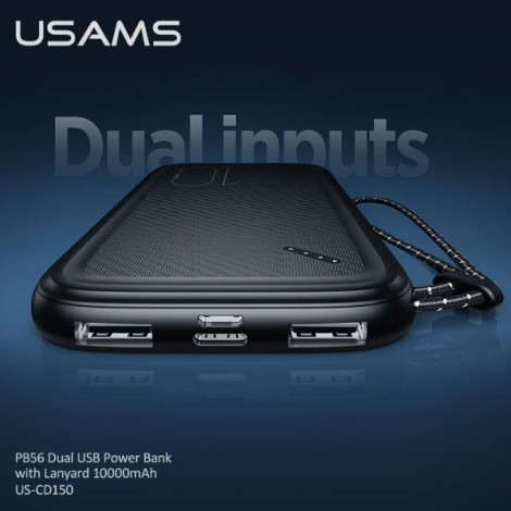 Sạc dự phòng USAMS CD150 PB56 10W 10000mAh Black (10KCD15001)