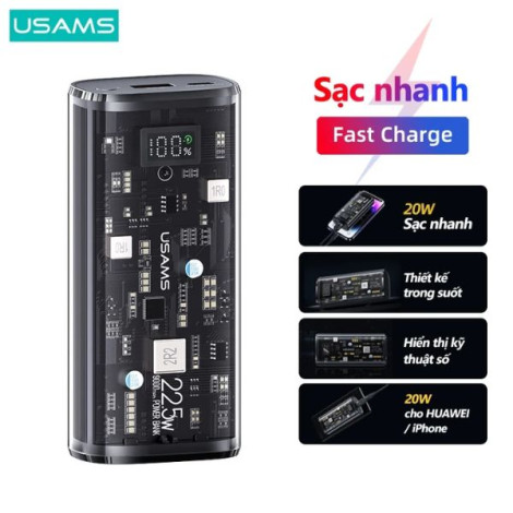 Sạc dự phòng USAMS CD189 20W 9000mAh BJ Series Black (10KCD18901)