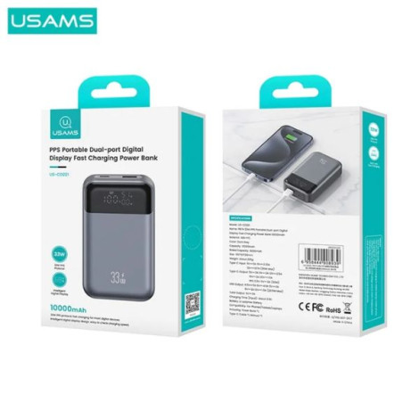 Sạc dự phòng USAMS CD221 PB74 33W 10000mAh Grey (10KCD22101)