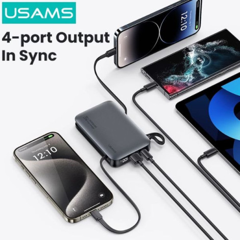 Sạc dự phòng USAMS CD228 20W 10000mAh C-L Cable XR Series Black (10KCD22801)