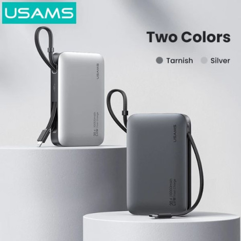 Sạc dự phòng USAMS CD228 20W 10000mAh C-L Cable XR Series Black (10KCD22801)