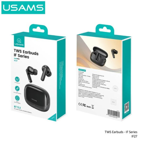 Tai nghe USAMS IF27 Wireless Inear Black (BHUIF01)