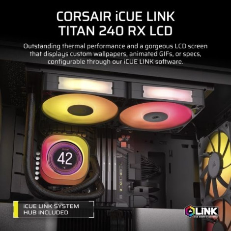 Tản nhiệt nước CPU 2 Fan Corsair iCUE LINK TITAN 240 RX RGB LCD Black CW-9061022-WW