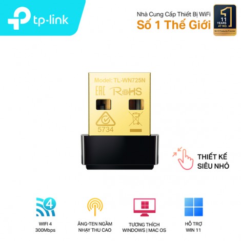 USB Wifi TP-Link TL-WN725N (150 Mbps/ Wifi 4/ 2.4 GHz)